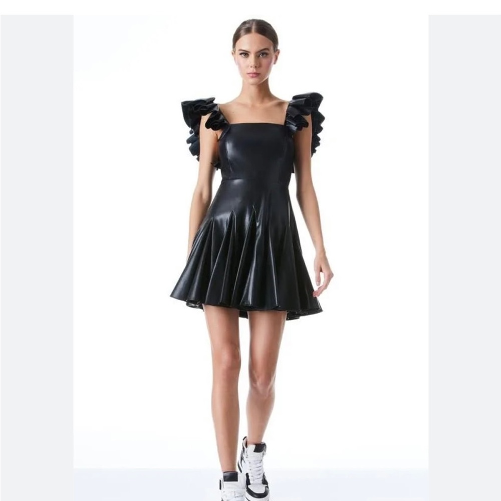 Alice + Olivia vegan leather mini dress